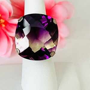 Large Vintage Ametrine 82.15 CT Gemstone silver Ring size 8